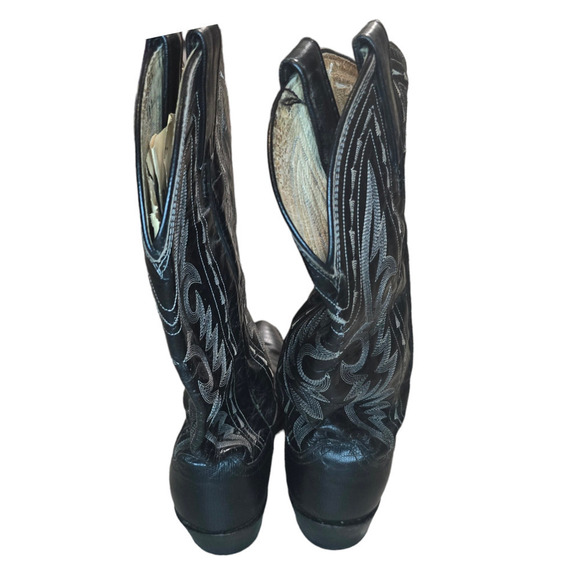DAN POST Black Teju Lizard Leather Cowboy Boots Men’s 8.5 D Made USA 16830
